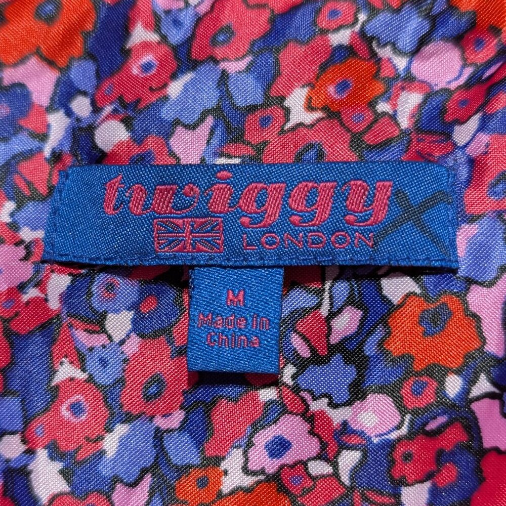 NWT Twiggy London Women's Boyfriend Orange Blazer Blue Floral Lining Medium - Picture 10 of 15